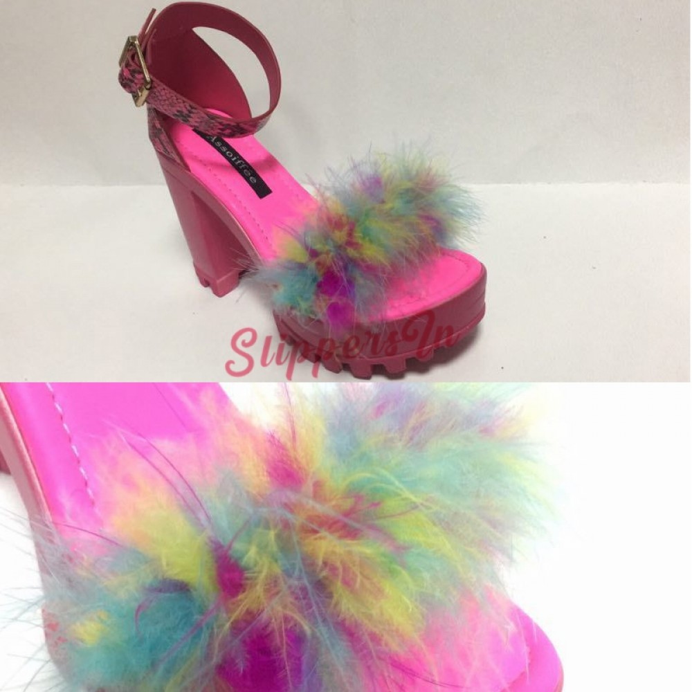 hot pink feather heels