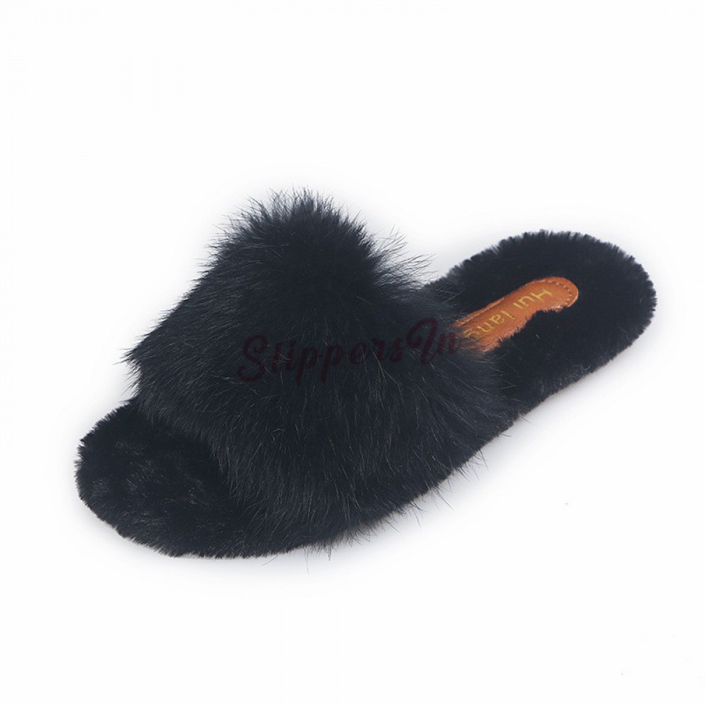 ladies black slippers