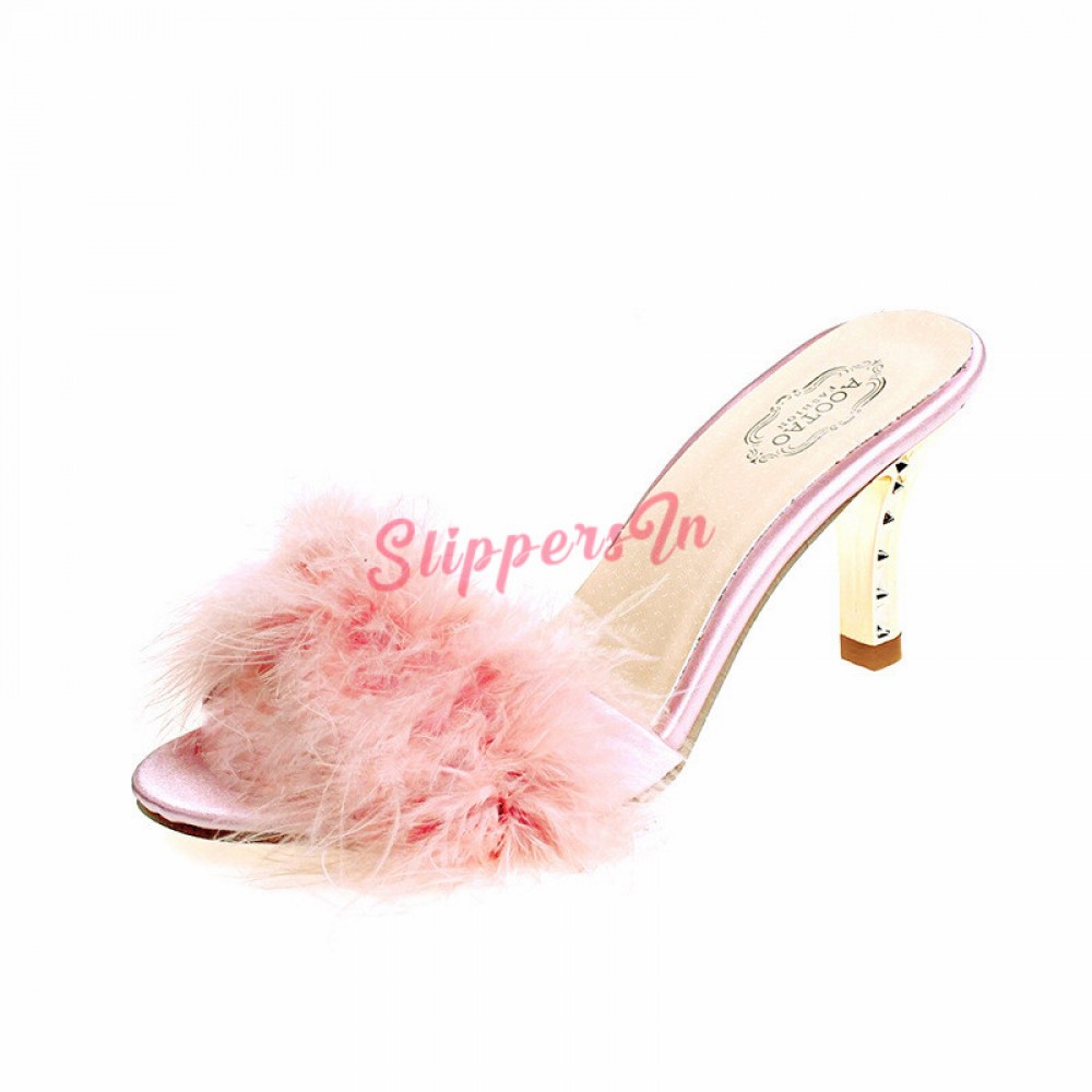 high heel fuzzy slippers