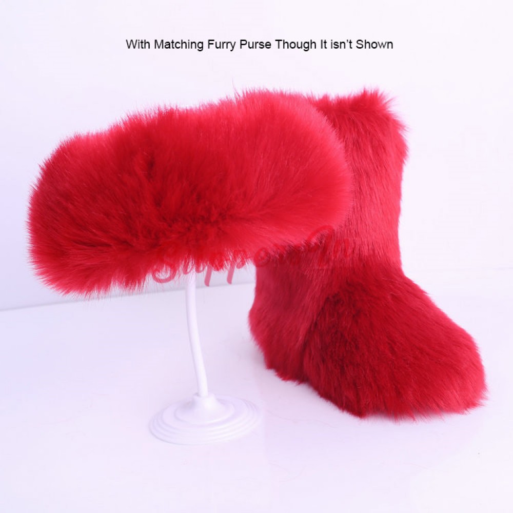 Sets Pink Faux Fur Boots for Kids Girls 
