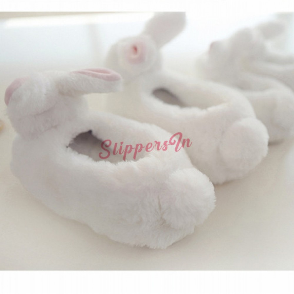 Cute Kids Bunny Slippers Fuzzy Closed 